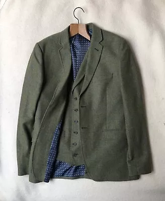 Buy Racing Green Mens Tailored Fit Tweed Check Wool Blazer Jacket And Waistcoat 42  • 20£
