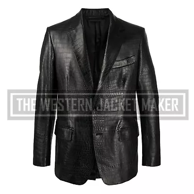 Buy Men Crocodile Embossed Leather Blazer Men Croc Leather Jacket • 157.61£
