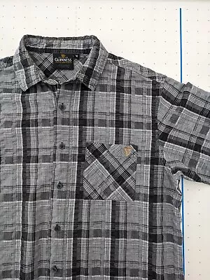 Buy GUINNESS Shirt Official Merch Short Sleeve Black Check Cheesecloth Medium VGC • 14.95£