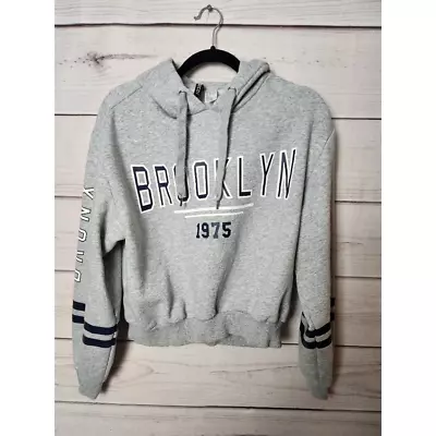 Buy H&M Womens Pullover Sweatshirt Gray Bronx Brooklyn 1975 Heather Retro Stripe L • 13.96£