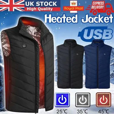 Buy Heated Vest Warm Gilet Winter Electric USB Jacket Men Women Heating Coat Thermal • 16.99£