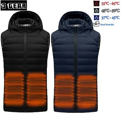Buy Mens Heated Gillet Hoodie Vest Winter Warm Electric Jacket Women Heating Coat UK • 15.99£