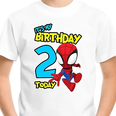 Buy Personalised Spider-Man Kids AGE T-Shirt Birthday Gifts Nursery Baby Boys Top • 7.99£