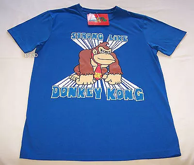 Buy Nintendo Strong Like Donkey Kong Mens Blue Printed T Shirt Size S New • 12.56£