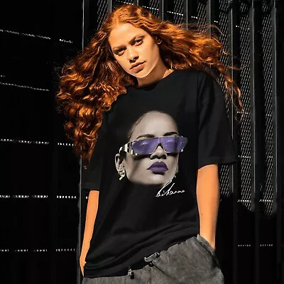 Buy Rihanna Face Big Print Music Unisex Black Pop R&B Music T-Shirt Sizes S/XL • 11.99£