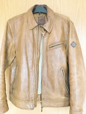 Buy Timberland Genuine Authentic Leather Jacket Traditional Wheat Brown Yellow SizeL • 38£