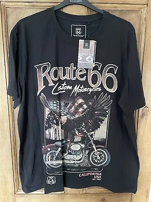 Buy Mens TU Route 66 Eagle Motorbike T-Shirt Black Size XXL Brand New With Tags • 9.99£