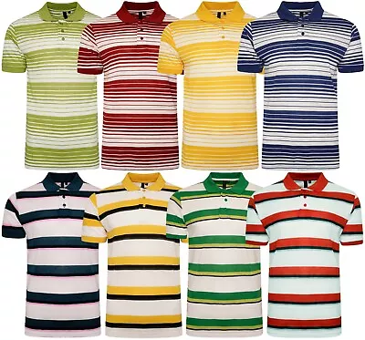 Buy Mens Striped Polo Shirts Pique Short Sleeve Yarn Dyed T-Shirt Casual Top M - 6XL • 14.99£