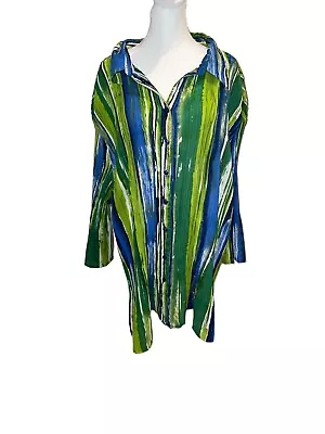 Buy Maggie Barnes Sz 3X Art-to-Wear FUNKY WOW STRIPE ARTSY Crinkle TUNIC TOP • 11.94£