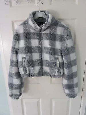 Buy Age 14 15 Years New Look Crop Cropped Jacket Woolly Grey Check Tartan • 14.99£