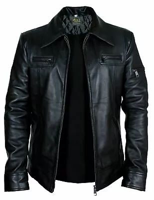 Buy Mens Black & Brown Real Genuine Leather Jacket Vintage Slim Fit Retro New • 69.99£