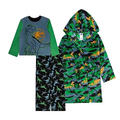 Buy New Plush Hooded Robe & Pajamas Jurassic Park Size 8 Dinosaur • 11.05£