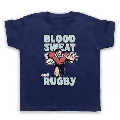 Buy Blood Sweat And Rugby Slogan Sports Lover Cool Kids Childs T-shirt • 15.99£