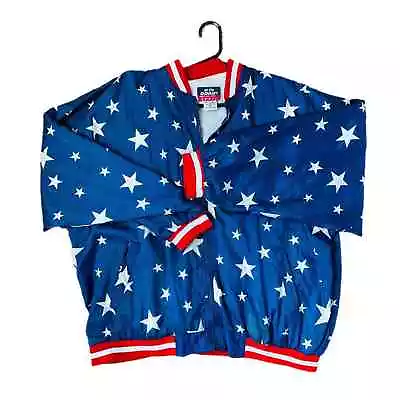 Buy Street Wear Jacket 2XL Blue White Stars Red Stripes VTG 90s Warm Up Tracksuit • 26.46£