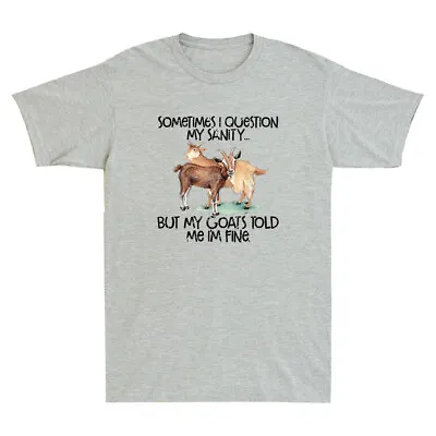 Buy Funny Goat Tee For Crazy People Who Speak With Goats Meme Vintage Men's T-Shirt • 13.99£