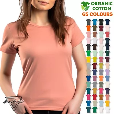 Buy Womens Organic Cotton T-Shirt Crew Neck Short Sleeve Plain Top Tee Ladies Tshirt • 6.99£