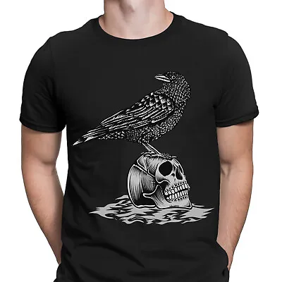 Buy Raven Skull Crow Horror Scary Retro Vintage Mens T-Shirts Tee Top #NED • 9.99£