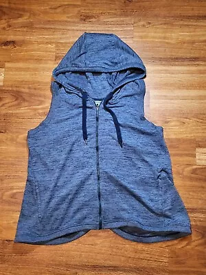 Buy Athleta Heather Blue Full Zip Split Back Hooded Blissful Balance Vest XL • 23.15£