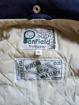 Buy Penfield Hudson Wax Cloth Hooded Navy Zip Front Waterproof Jacket. Medium • 45£