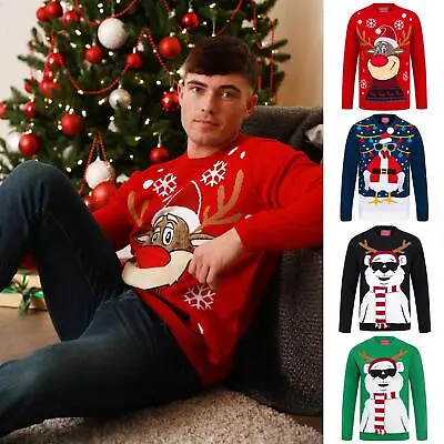 Buy Mens Christmas Jumpers Novelty Sweater With Light Up Multicoloured LED Lights • 29.99£