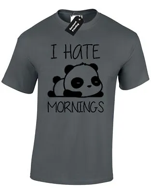 Buy I Hate Mornings Mens T Shirt Tired Panda Sloth Present Hipster Retro Fun People • 7.99£