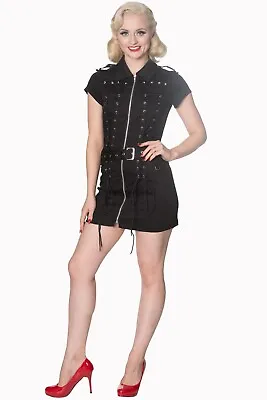Buy Black Gothic Punk Rockabilly Retro Lace Up Mini Corset MOD Dress BANNED Apparel • 46.99£
