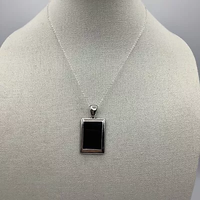Buy Men’s Wear Jewelry Black Glass Surface Rectangle Pendant Y2K With New Chain  • 11.37£