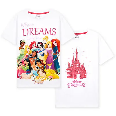 Buy Disney Princess T Shirts For Girls, 2 Pack Summer Tops, Disney Gifts For Girls • 10.49£