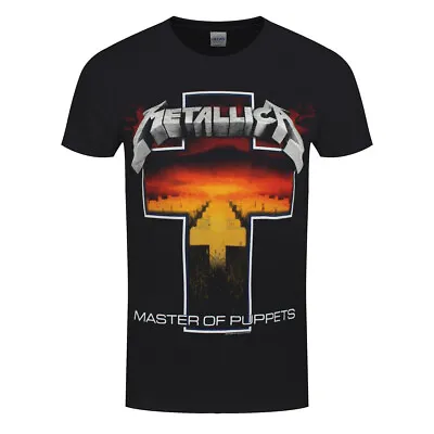 Buy Metallica T-Shirt Master Of Puppets Cross Rock Band New Black Official • 15.95£