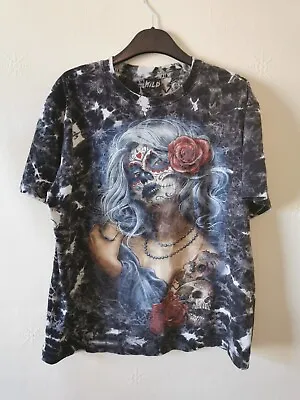Buy Day Of The Dead Woman Glow In The Dark T Shirt By WILD Large Tattoo Style • 12£
