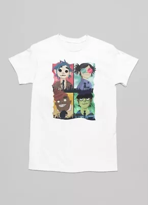 Buy Gorillaz Music Band Graphic Print Short Sleeve White T-Shirt Size Medium Unisex • 10.99£