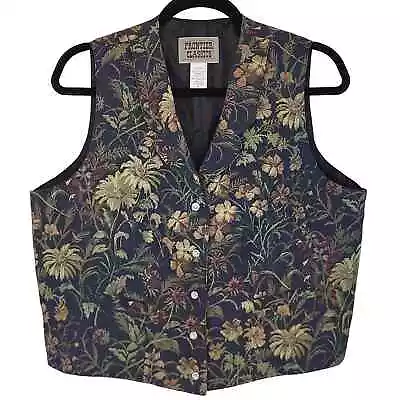 Buy Vintage Frontier Classics Floral Tapestry Vest With Rhinestone Buttons Sze Large • 33.63£