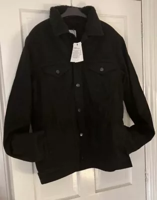 Buy John Lewis Men's Black Denim Jacket Size XL  - Cosy Lining - BNWT • 27£