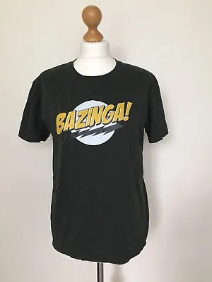 Buy Gildan SoftStyle Bazinga  Big Bang Theory Logo Green Cotton GraphicT Shirt Top M • 4.99£