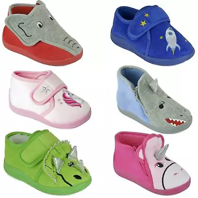 Buy Kids Novelty Slippers Dino/Zebra/Unicorn/Shark Sizes 4-10 Girls/Boys Toddlers • 6.99£