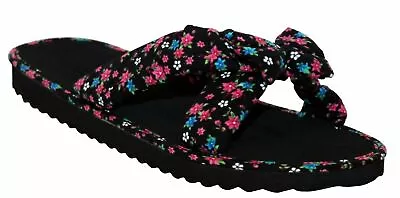 Buy Womens Ladies Slip On Fabric Bow Front Mule Flip Flops Beach Summer Sandals  • 10.76£
