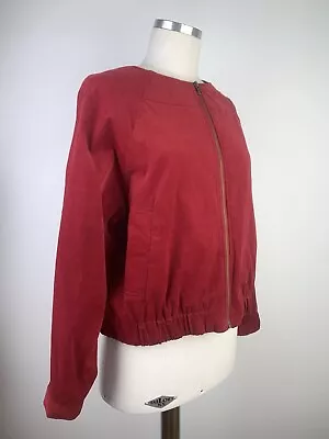 Buy PRINCESS HIGHWAY Size 10 Melody Red Corduroy Jacket Zip Front Bomber NWT RRP $98 • 24.66£