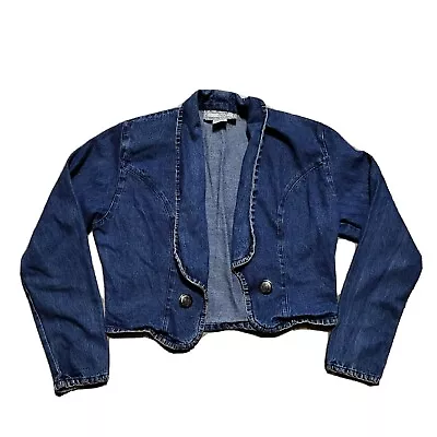 Buy Vintage Denim Half Jacket South Western Rodeo Blue Jean Cropped Top Size Medium • 23.77£