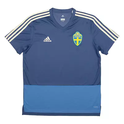 Buy ADIDAS 2018 Sweden Training Kit Mens Football Shirt Jersey Blue V-Neck L • 14.99£