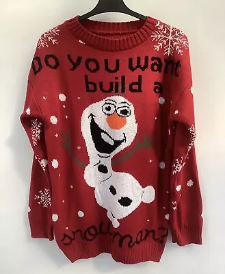 Buy Womens Frozen Novelty Olaf Christmas Jumper Do You Wanna Build A Snowman Sz 14 • 12.99£