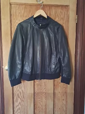 Buy Ladies ARMANI JEANS Leather Jacket SIZE 46 • 15£