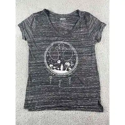 Buy Star Wars Shirt Womens Medium Gray Rebel Alliance V-Neck Short Sleeve Poly Blend • 12.28£