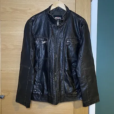 Buy Segura Black Leather Motorcycle Jacket Retro Bomber Jacket - Men's Size 54 • 44.95£