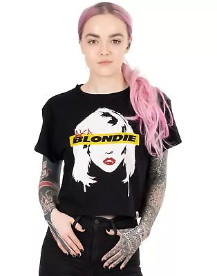 Buy Blondie Black Cropped Short Sleeved T-Shirt (Womens) • 16.99£