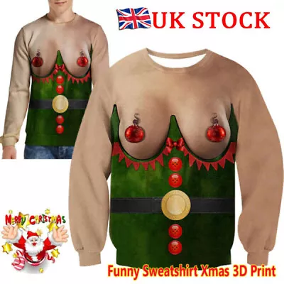 Buy Ugly Christmas Jumper Sweater Men Women Funny 3D Print Sweatshirt Xmas Pullover • 12.39£