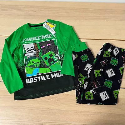 Buy Minecraft Boys Green & Black Pyjama Set - Age 8 Years - NEW RRP £14 • 6£