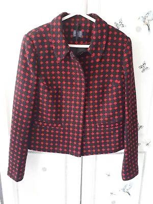Buy Ladies Marks And Spencer Jacket Red Polka Dot Short Box Style UK 12  • 12.99£
