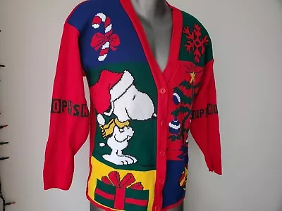 Buy Vintage Snoopy And Friends 90’s Christmas Cardigan Sweater Size S • 36.85£
