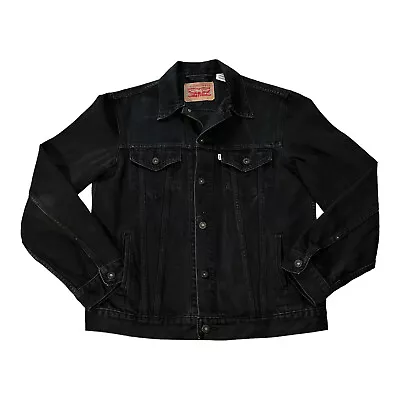 Buy Levi's Denim Jacket Mens L Large Washed Black Trucker Button Up 100% Cotton • 44.99£