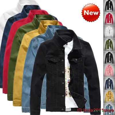 Buy Hot Men's Denim Jackets Fashion Jean Jacket Outwear Coat Slim Short • 37.74£